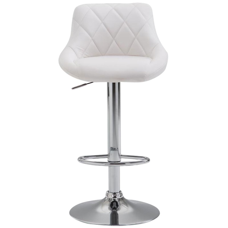 Taburete de bar Lazio en polipiel cromada blanca