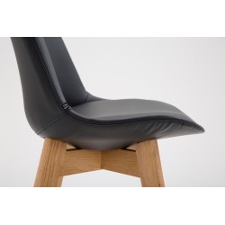 Taburete de bar Cannes en piel sintética Natura negra