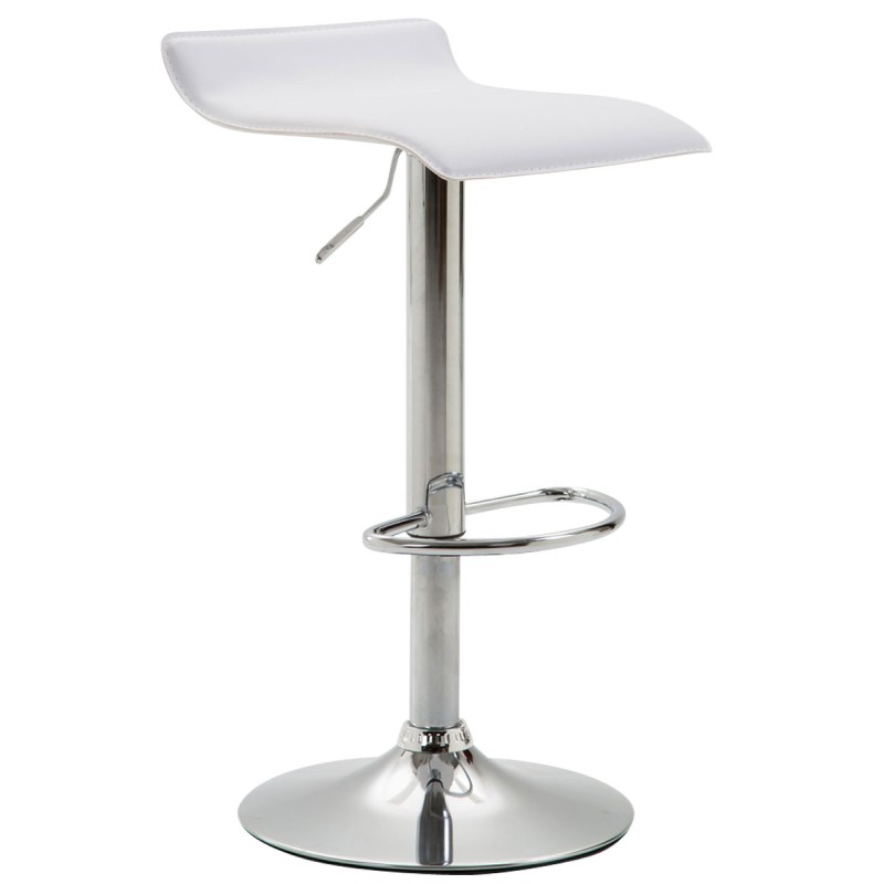 Taburete de bar Dyn V2 en piel sintética cromada blanca
