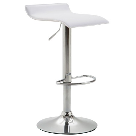 Taburete de bar Dyn V2 en piel sintética cromada blanca