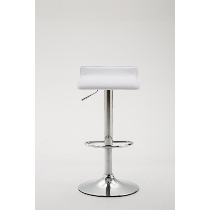 Taburete de bar Dyn V2 en piel sintética cromada blanca