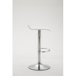 Taburete de bar Dyn V2 en piel sintética cromada blanca