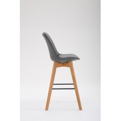 Taburete de bar Metz en piel sintética gris natura