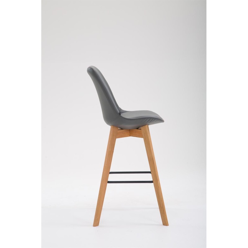 Taburete de bar Metz en piel sintética gris natura