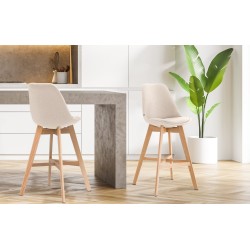 Taburete de bar Cannes en tejido Natura color crema