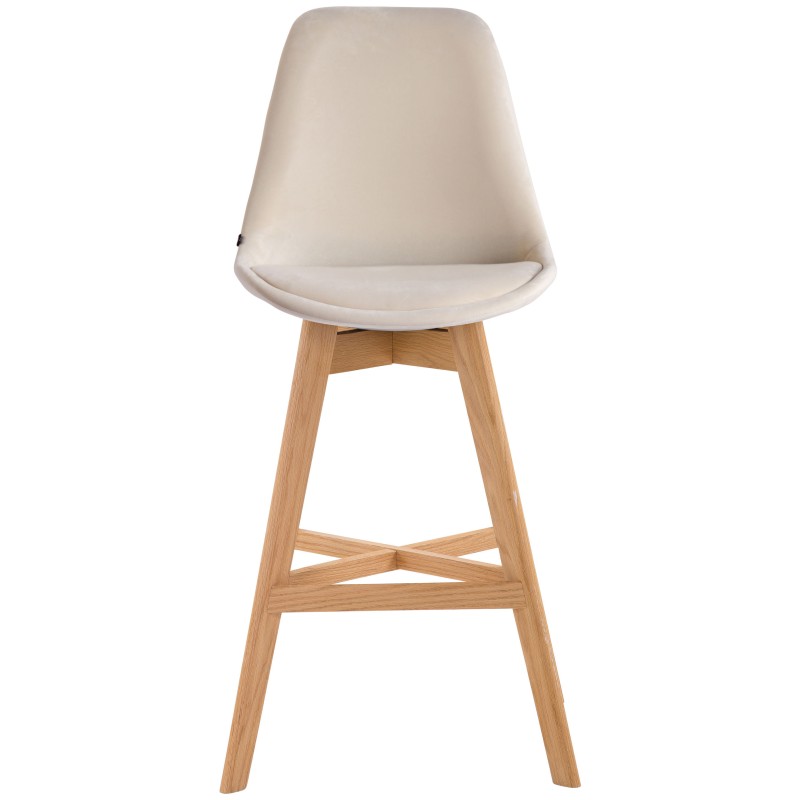 Taburete de bar Cannes en terciopelo color crema natura