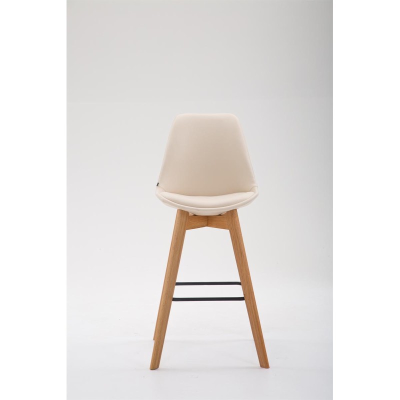 Taburete de bar Metz en piel sintética Natura color crema