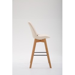 Taburete de bar Metz en piel sintética Natura color crema