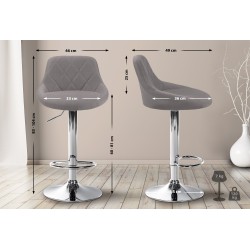 Taburete de bar Lazio en tela gris cromo