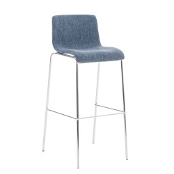 Taburete de bar de tela Hoover de 4 patas con estructura de cromo azul