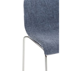 Taburete de bar de tela Hoover de 4 patas con estructura de cromo azul