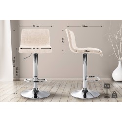 Taburete de bar de tela Hoover C crema