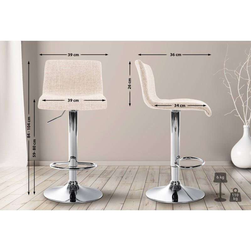 Taburete de bar de tela Hoover C crema