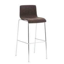 Taburete de bar de tela Hoover de 4 patas con estructura cromada marrón