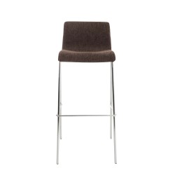 Taburete de bar de tela Hoover de 4 patas con estructura cromada marrón