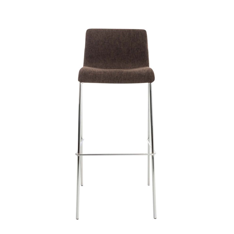 Taburete de bar de tela Hoover de 4 patas con estructura cromada marrón