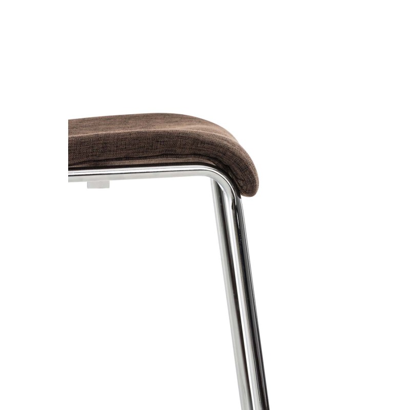 Taburete de bar de tela Hoover de 4 patas con estructura cromada marrón