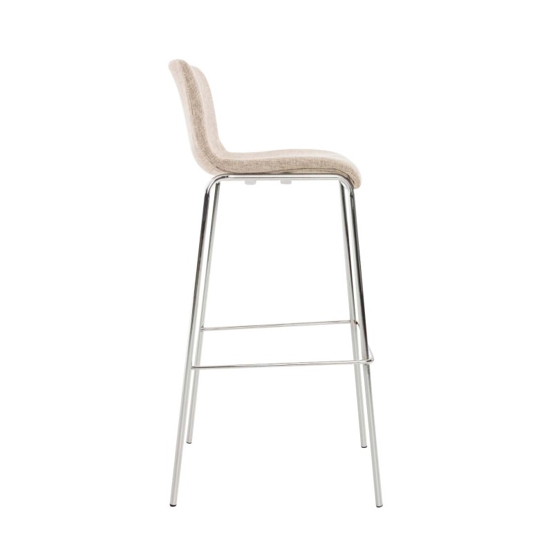 Taburete de bar de tela Hoover de 4 patas con estructura de cromo color crema