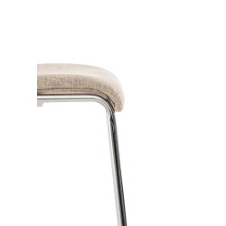 Taburete de bar de tela Hoover de 4 patas con estructura de cromo color crema