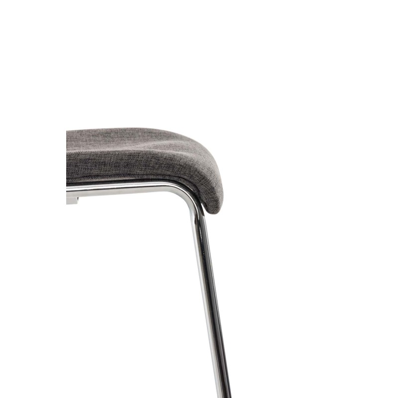 Taburete de bar de tela Hoover de 4 patas con estructura cromada en gris claro