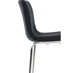 Taburete de bar de tela Hoover de 4 patas con estructura de cromo negro