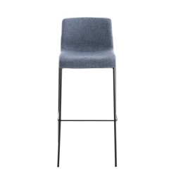 Taburete de bar de tela Hoover de 4 patas, color negro y azul