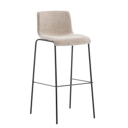 Taburete de bar de tela Hoover de 4 patas con estructura en color crema y negro
