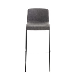 Taburete de bar de tela Hoover de 4 patas, color negro y gris claro