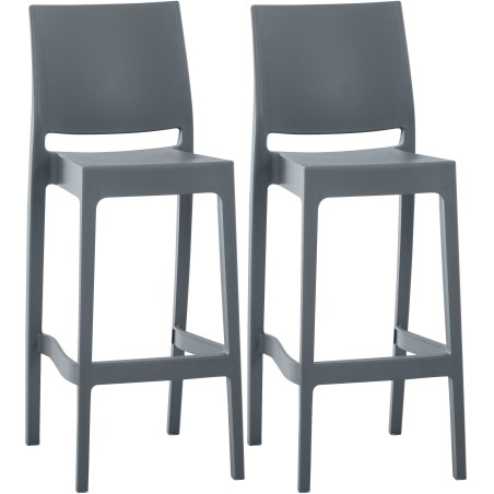 Juego de 2 taburetes de bar Maya gris oscuro