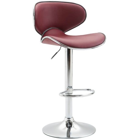 Taburete de bar Las Vegas V2 cromado en color burdeos y rojo