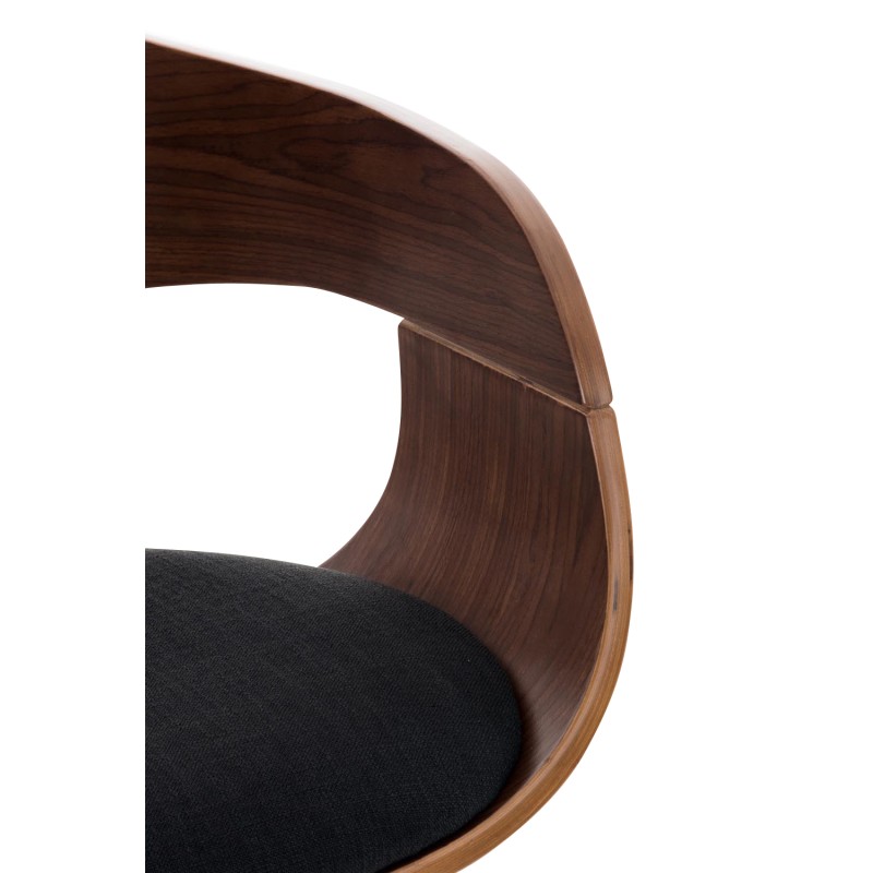 Taburete de bar Kingston C en nogal/tela negra