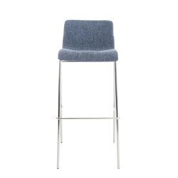 Juego de 2 taburetes de bar Hoover con estructura de tela y 4 patas cromadas azules