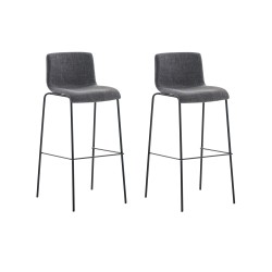Juego de 2 taburetes de bar Hoover estructura de tela 4 patas negro gris claro