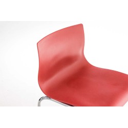 Juego de 2 taburetes de bar de plástico Hoover, estructura de 4 patas, cromado rojo