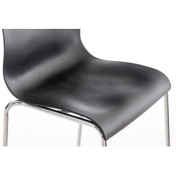Juego de 2 taburetes de bar de plástico Hoover, estructura de 4 patas, cromado negro