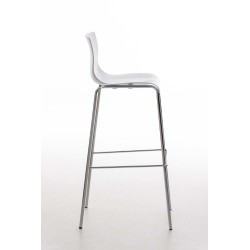 Juego de 2 taburetes de bar de plástico Hoover con estructura cromada y blanca con 4 patas