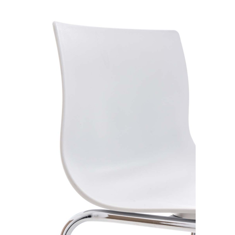 Juego de 2 taburetes de bar de plástico Hoover con estructura cromada y blanca con 4 patas