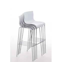 Juego de 2 taburetes de bar de plástico Hoover con estructura cromada y blanca con 4 patas