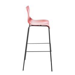 Juego de 2 taburetes de bar Hoover con 4 patas de plástico negras y rojas