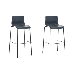 Juego de 2 taburetes de bar Hoover con 4 patas de plástico negro y gris