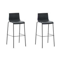 Juego de 2 taburetes de bar Hoover con 4 patas de plástico negro