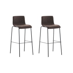 Juego de 2 taburetes de bar Hoover con estructura de tela y 4 patas negras y marrones