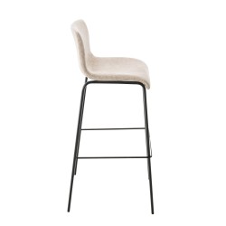 Juego de 2 taburetes de bar Hoover estructura de tela 4 patas negro crema