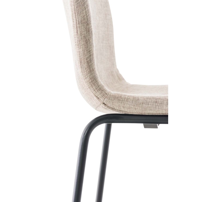 Juego de 2 taburetes de bar Hoover estructura de tela 4 patas negro crema