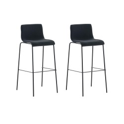 Juego de 2 taburetes de bar Hoover estructura de tela 4 patas negro negro