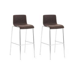 Juego de 2 taburetes de bar Hoover con estructura de tela y 4 patas cromadas marrones