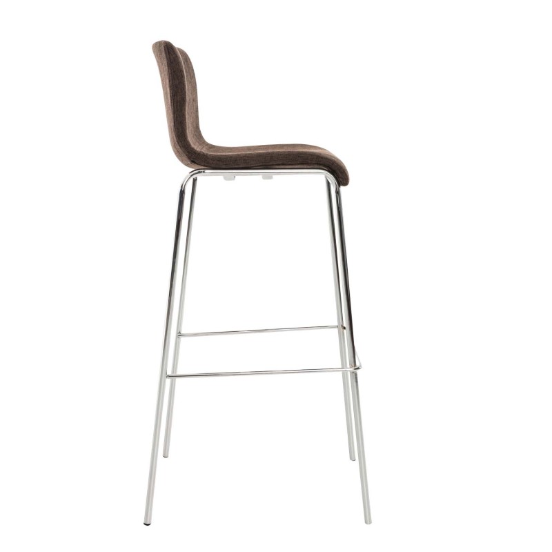 Juego de 2 taburetes de bar Hoover con estructura de tela y 4 patas cromadas marrones