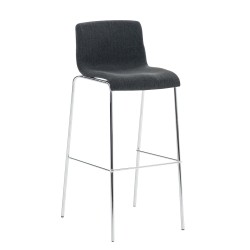 Juego de 2 taburetes de bar Hoover en tela con 4 patas y estructura cromada gris oscuro