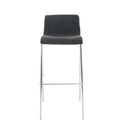 Juego de 2 taburetes de bar Hoover en tela con 4 patas y estructura cromada gris oscuro