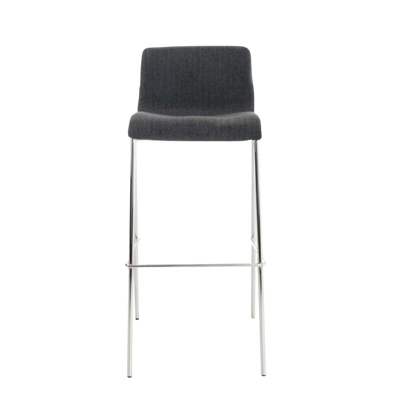 Juego de 2 taburetes de bar Hoover en tela con 4 patas y estructura cromada gris oscuro